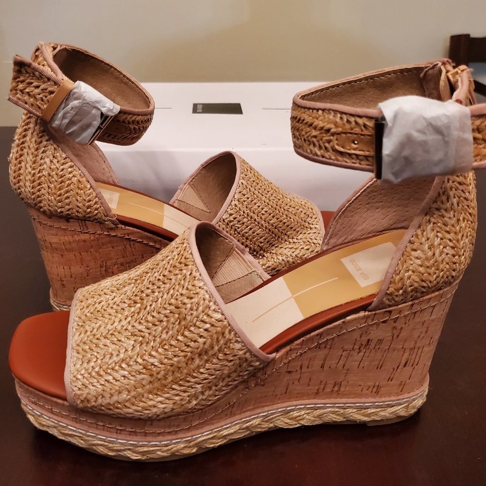 V-Otto Natural Raffia Espadrille Wedges 8.5